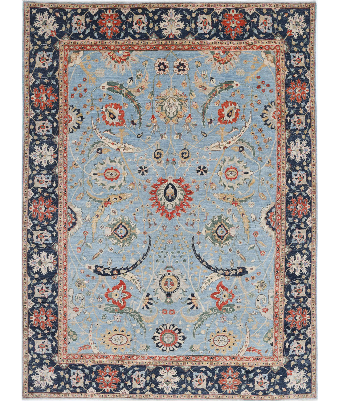 Ziegler 9'0'' X 12'2'' Hand-Knotted Wool Rug 9'0'' x 12'2'' (270 X 365) / Blue / Blue