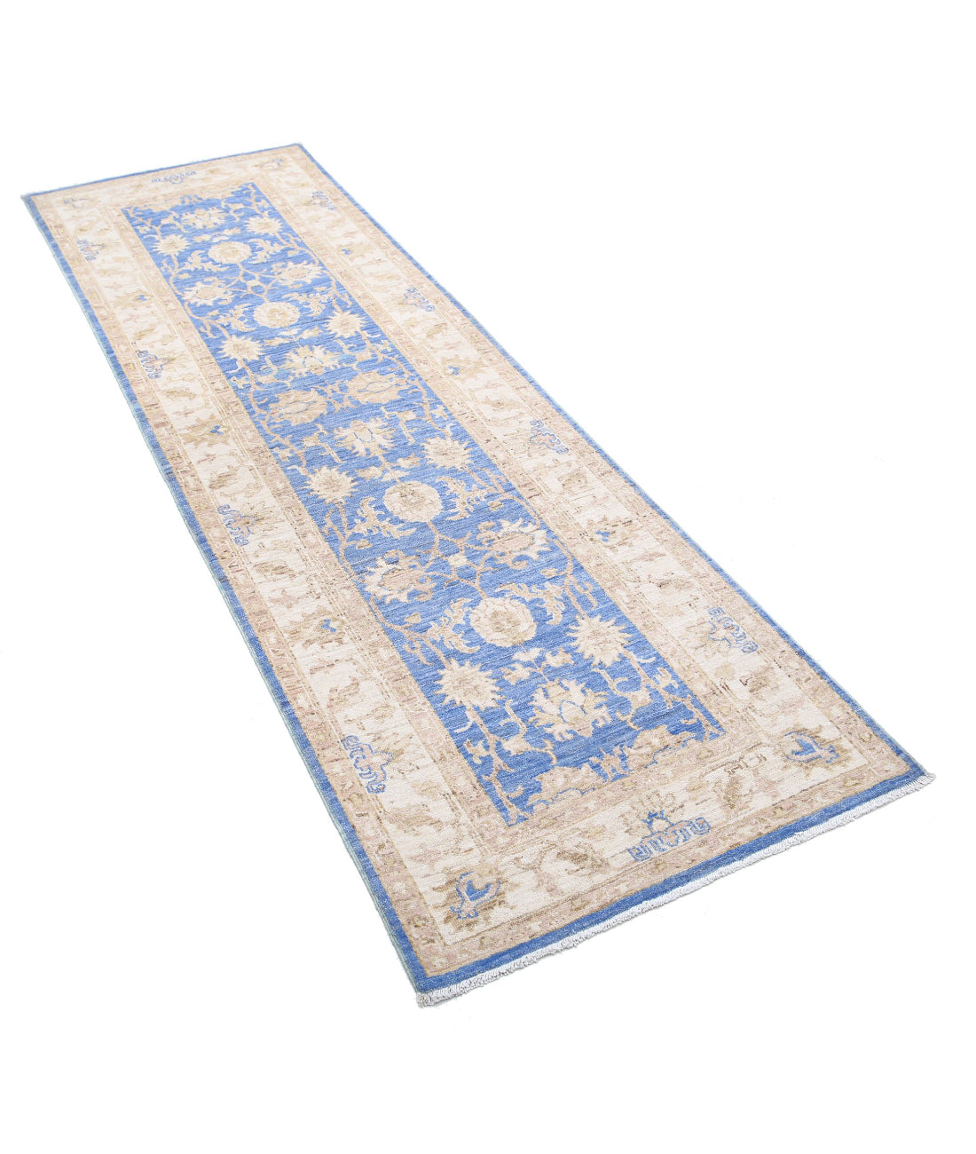 Ziegler 2'7'' X 8'1'' Hand-Knotted Wool Rug 2'7'' x 8'1'' (78 X 243) / Blue / Ivory