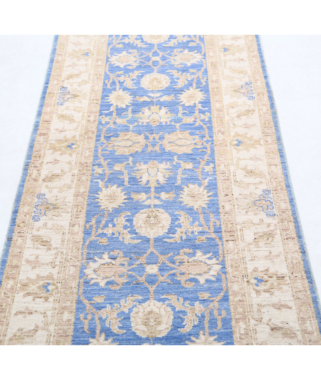 Ziegler 2'7'' X 8'1'' Hand-Knotted Wool Rug 2'7'' x 8'1'' (78 X 243) / Blue / Ivory