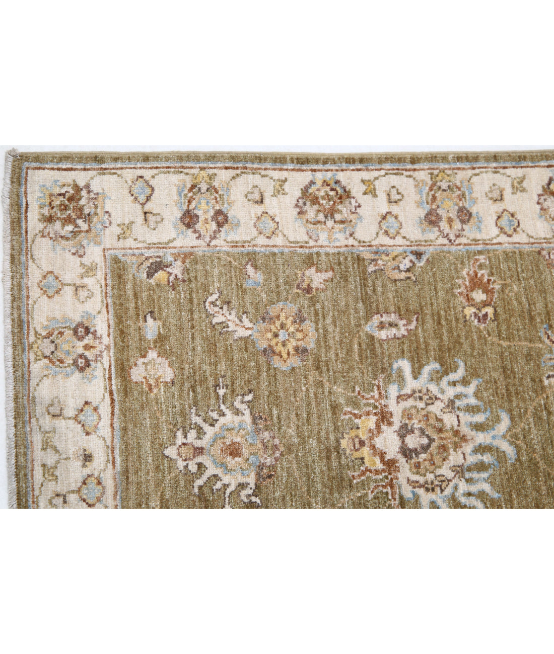 Ziegler 2'5'' X 8'1'' Hand-Knotted Wool Rug 2'5'' x 8'1'' (73 X 243) / Green / Ivory