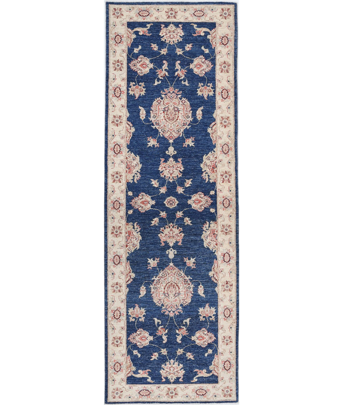 Ziegler 2'8'' X 8'2'' Hand-Knotted Wool Rug 2'8'' x 8'2'' (80 X 245) / Blue / Ivory