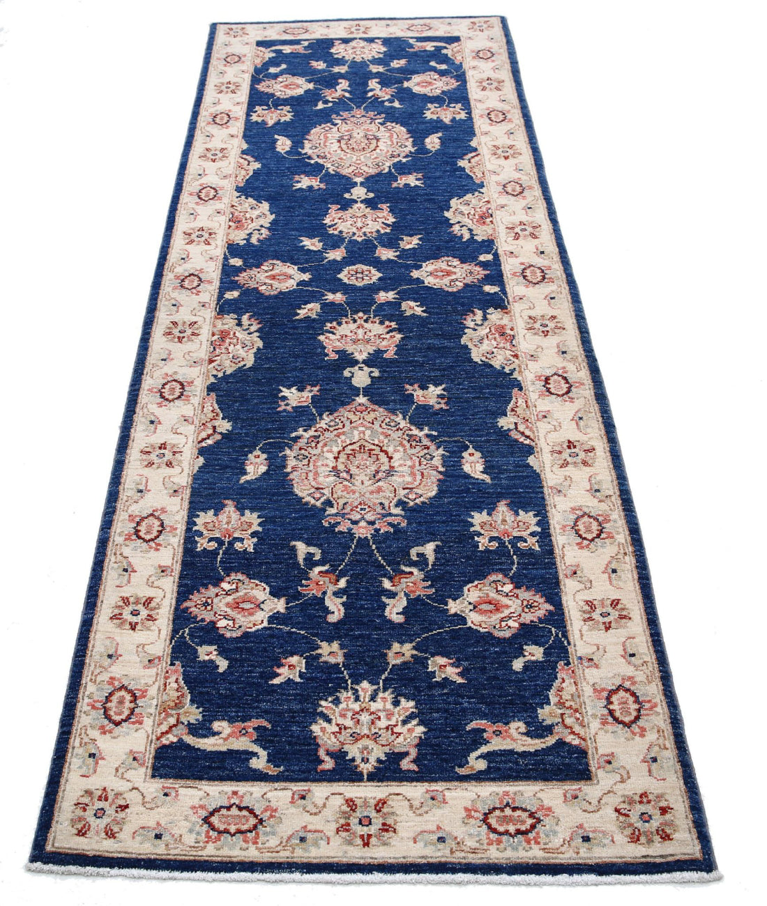 Ziegler 2'8'' X 8'2'' Hand-Knotted Wool Rug 2'8'' x 8'2'' (80 X 245) / Blue / Ivory