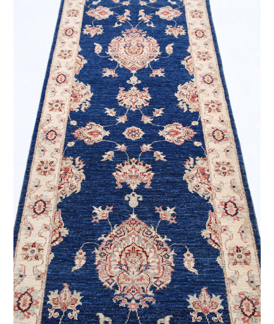 Ziegler 2'8'' X 8'2'' Hand-Knotted Wool Rug 2'8'' x 8'2'' (80 X 245) / Blue / Ivory