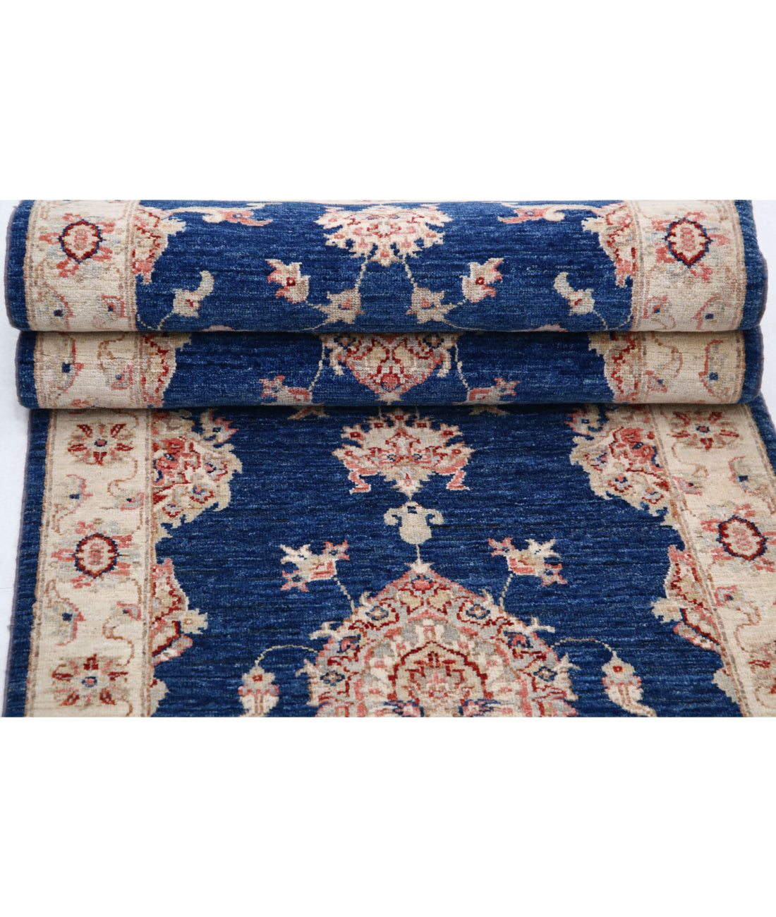 Ziegler 2'8'' X 8'2'' Hand-Knotted Wool Rug 2'8'' x 8'2'' (80 X 245) / Blue / Ivory