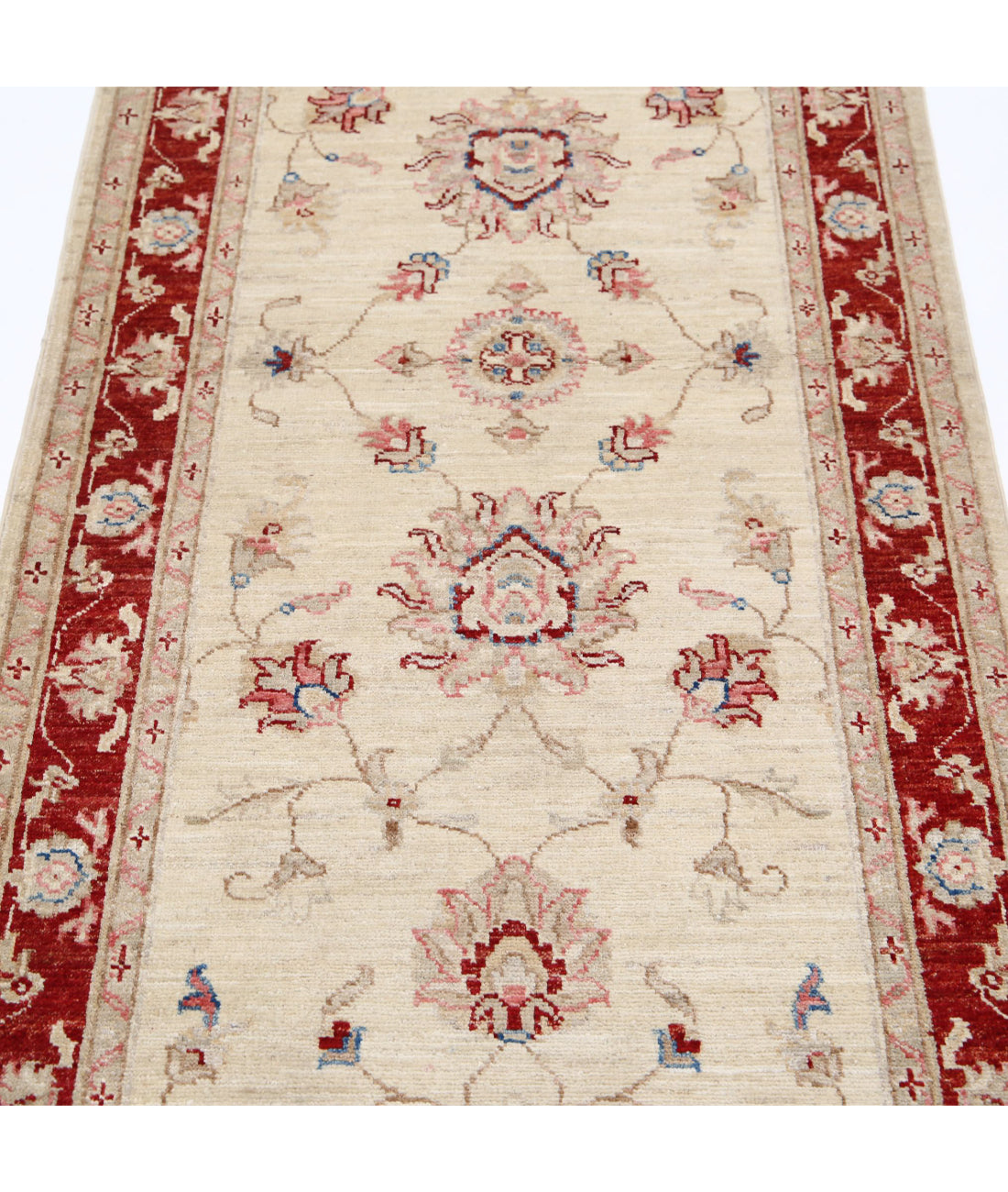 Ziegler 2'7'' X 8'7'' Hand-Knotted Wool Rug 2'7'' x 8'7'' (78 X 258) / Ivory / Red