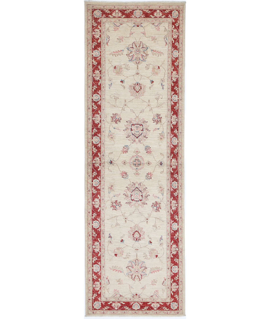 Ziegler 2'7'' X 8'7'' Hand-Knotted Wool Rug 2'7'' x 8'7'' (78 X 258) / Ivory / Red