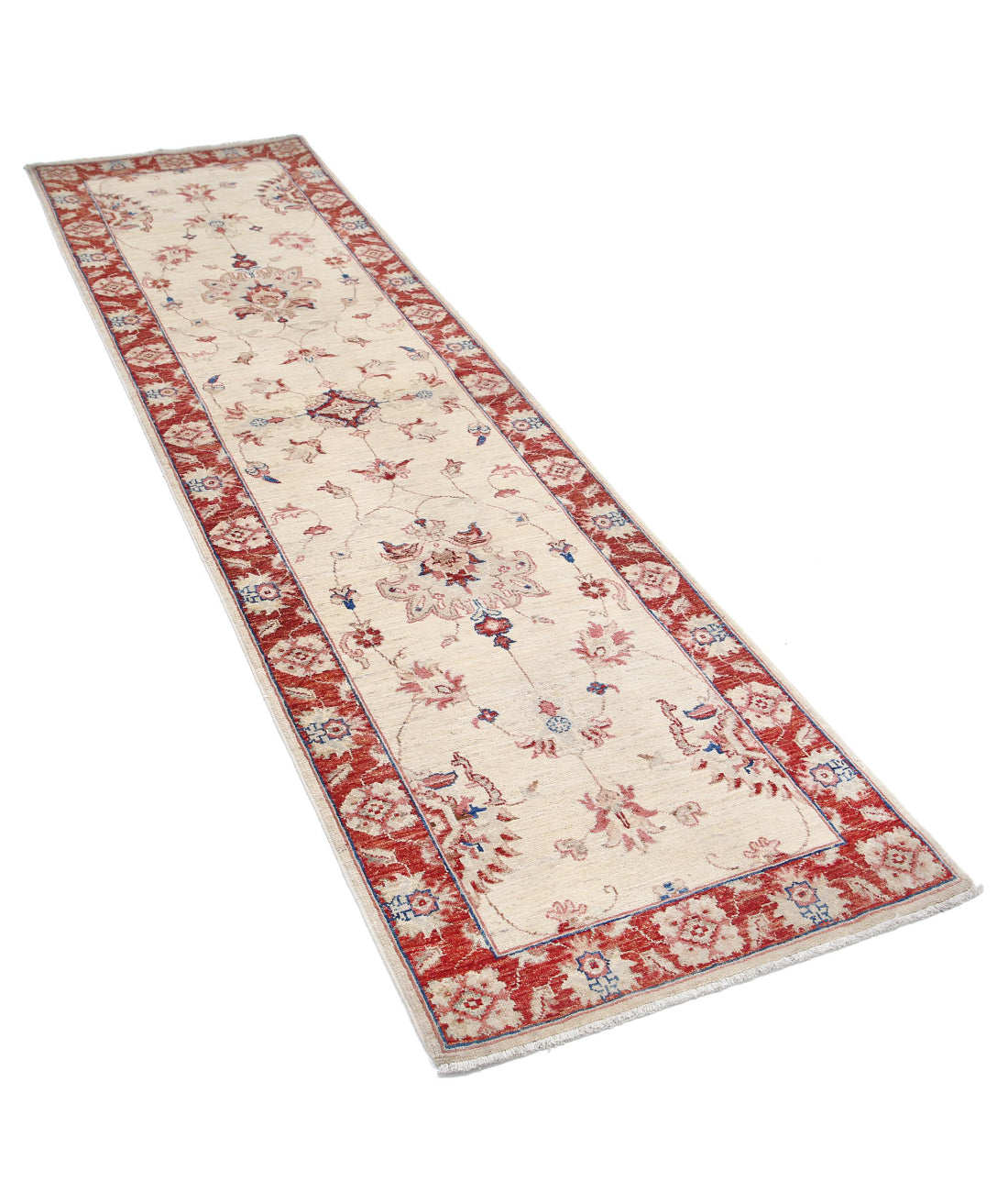 Ziegler 2'5'' X 8'7'' Hand-Knotted Wool Rug 2'5'' x 8'7'' (73 X 258) / Ivory / Red