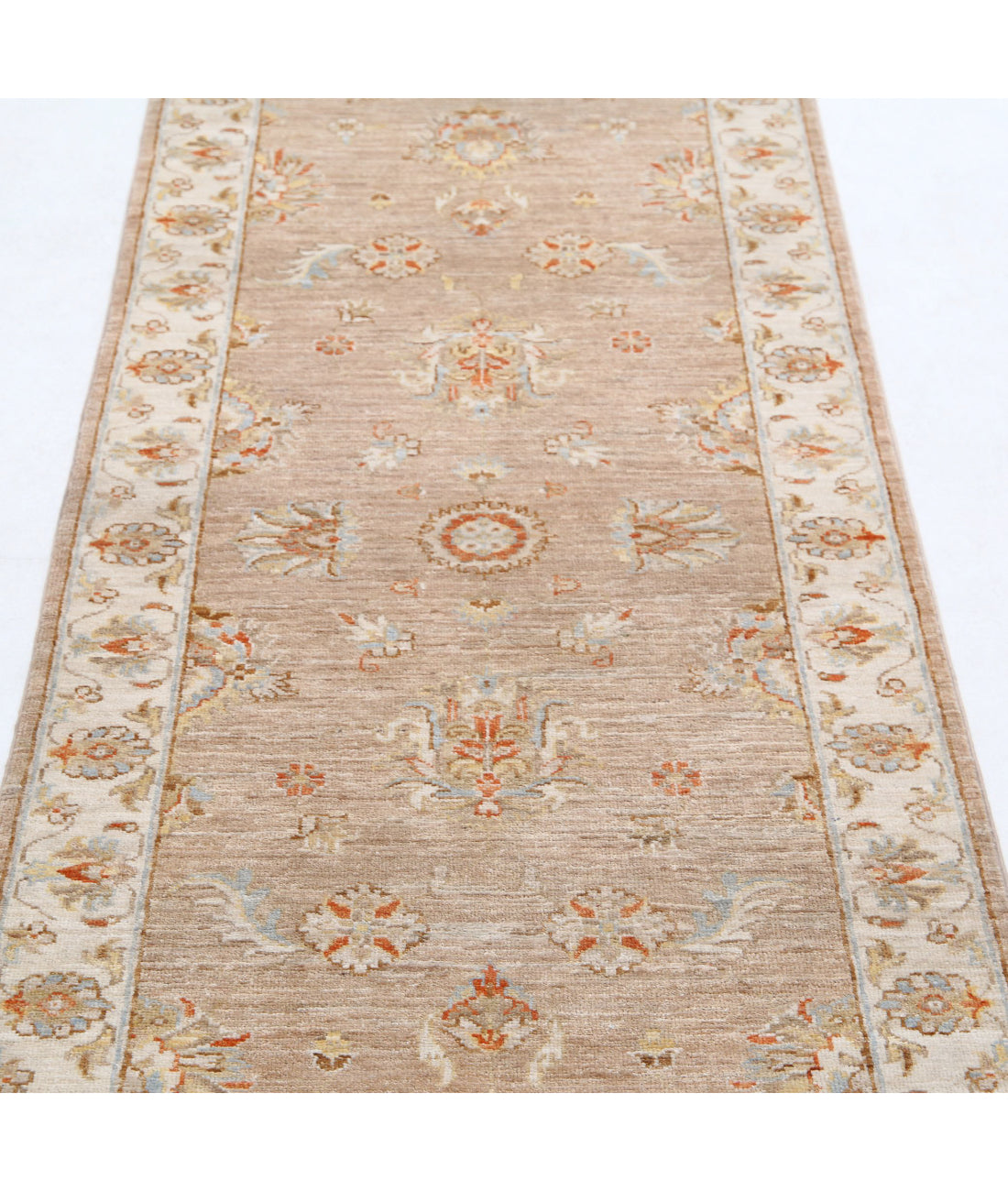 Ziegler 2'6'' X 7'10'' Hand-Knotted Wool Rug 2'6'' x 7'10'' (75 X 235) / Brown / Ivory