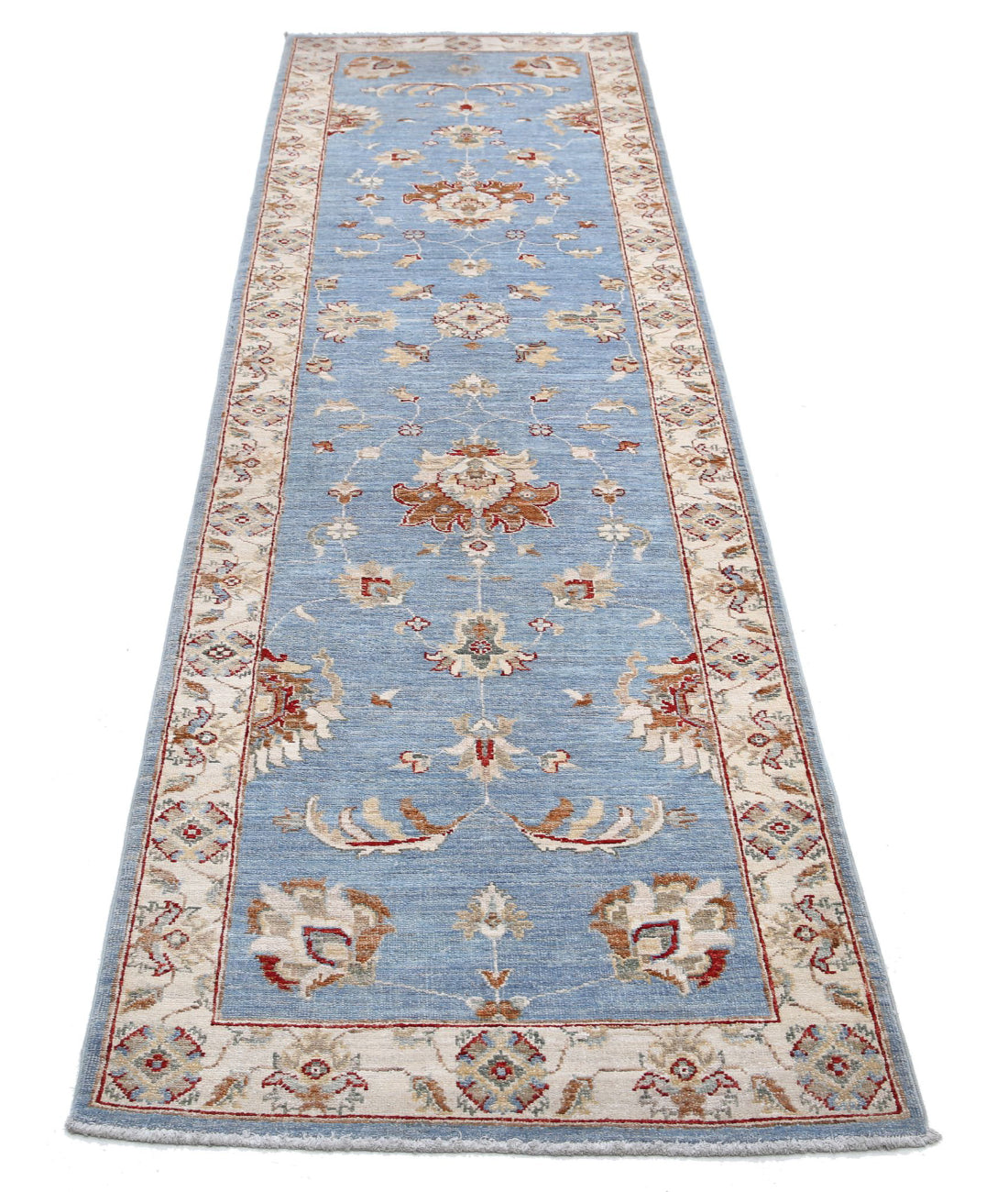 Ziegler 2'8'' X 12'6'' Hand-Knotted Wool Rug 2'8'' x 12'6'' (80 X 375) / Blue / Ivory