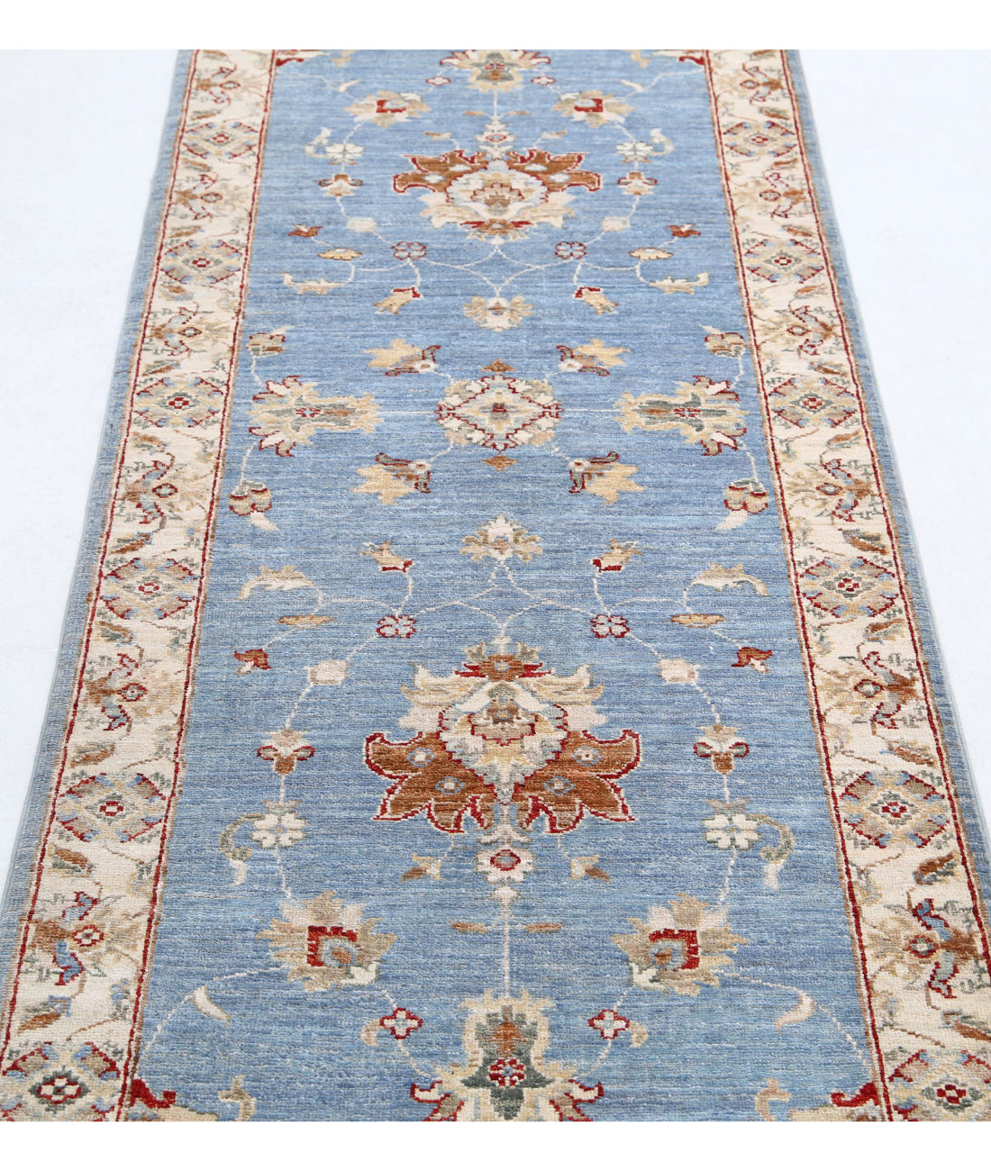 Ziegler 2'8'' X 12'6'' Hand-Knotted Wool Rug 2'8'' x 12'6'' (80 X 375) / Blue / Ivory
