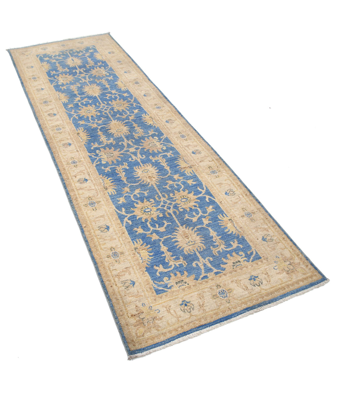 Ziegler 2'7'' X 8'0'' Hand-Knotted Wool Rug 2'7'' x 8'0'' (78 X 240) / Blue / Ivory