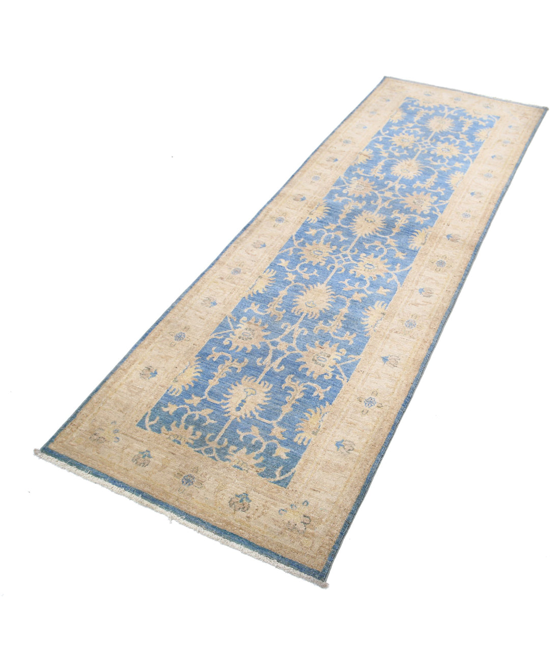 Ziegler 2'7'' X 8'0'' Hand-Knotted Wool Rug 2'7'' x 8'0'' (78 X 240) / Blue / Ivory
