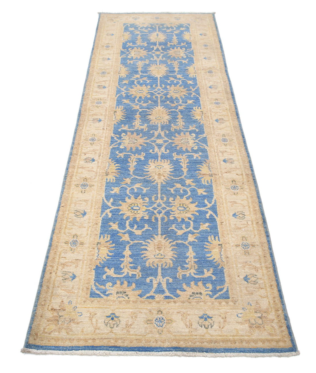 Ziegler 2'7'' X 8'0'' Hand-Knotted Wool Rug 2'7'' x 8'0'' (78 X 240) / Blue / Ivory
