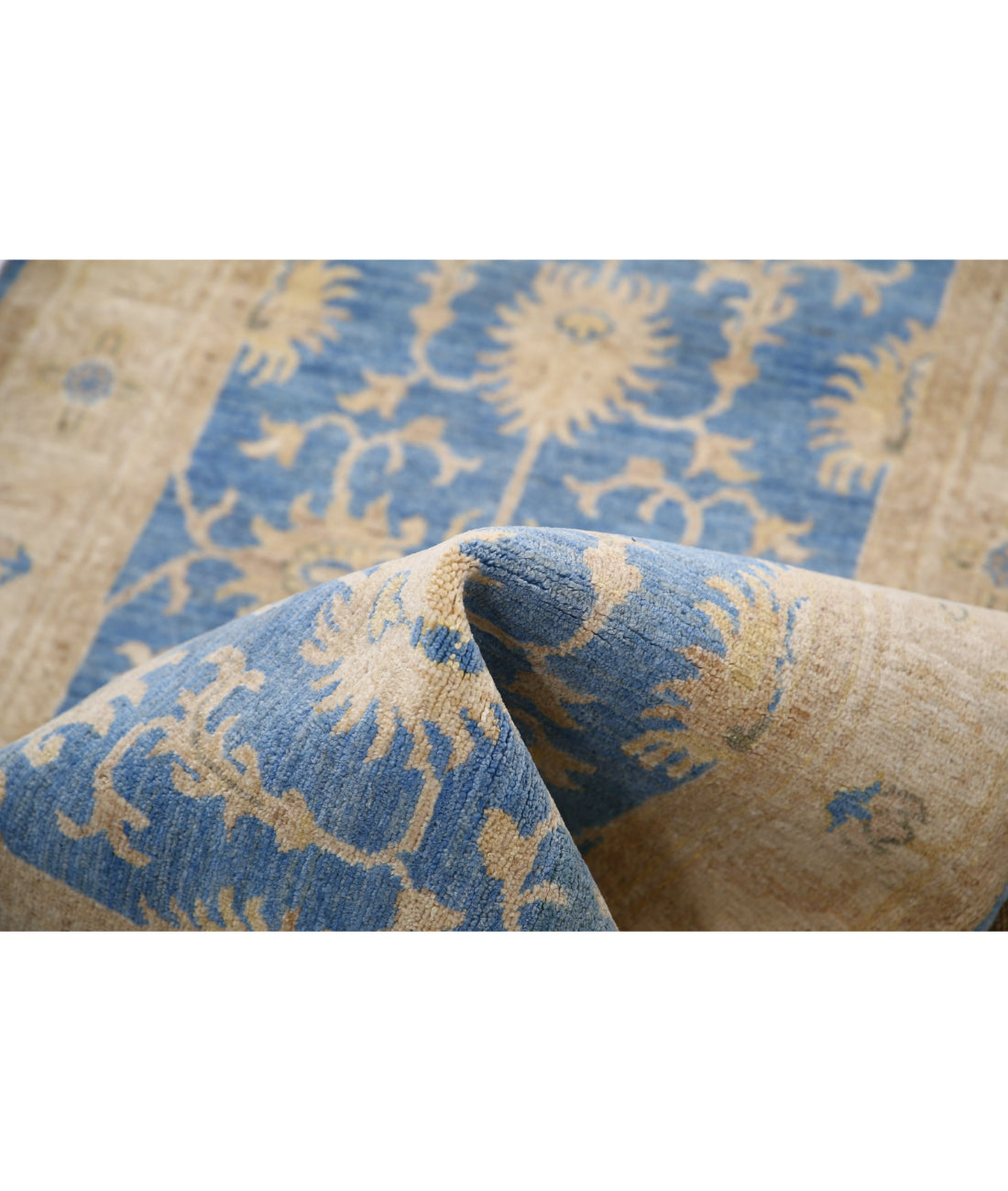 Ziegler 2'7'' X 8'0'' Hand-Knotted Wool Rug 2'7'' x 8'0'' (78 X 240) / Blue / Ivory