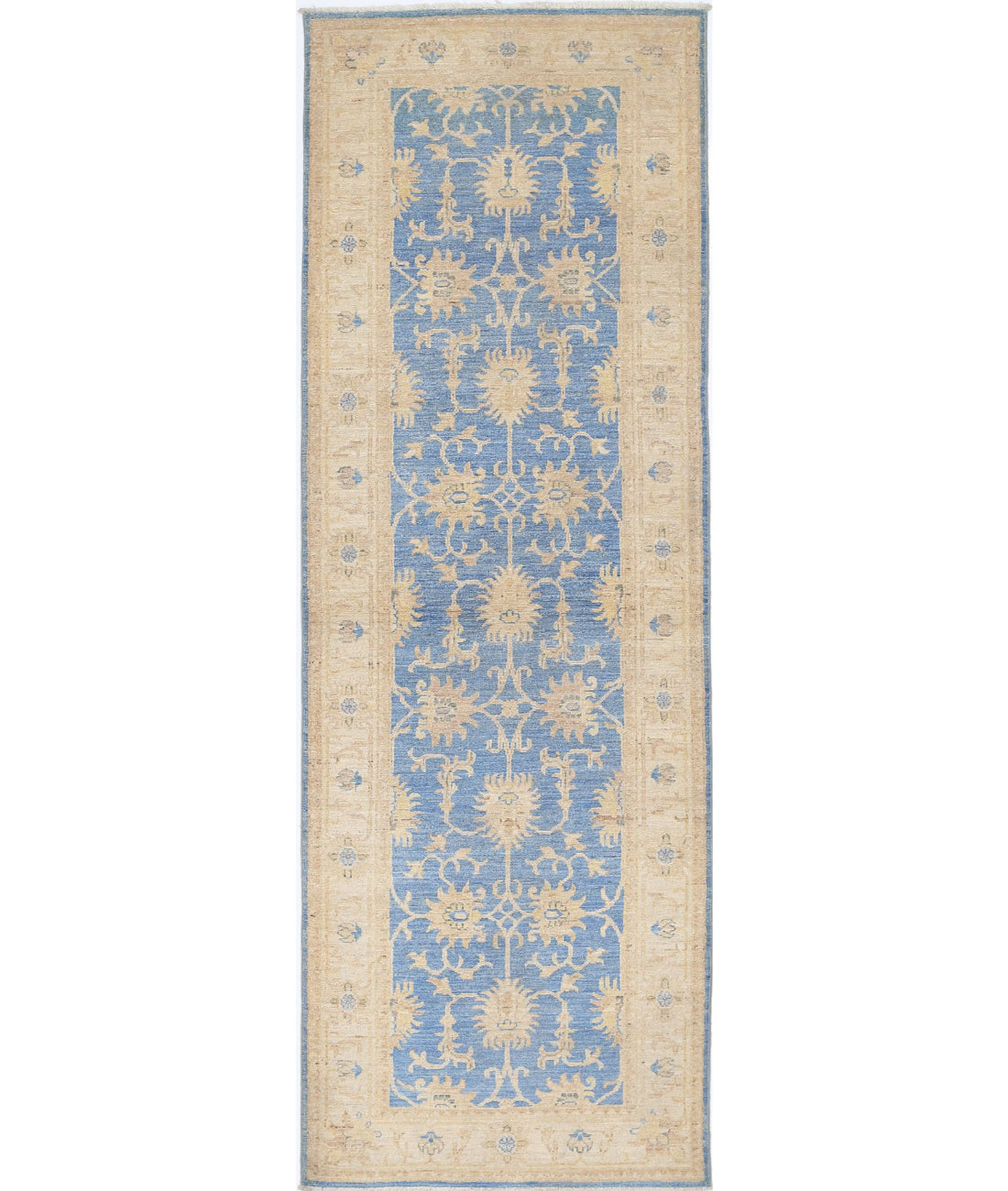 Ziegler 2'7'' X 8'0'' Hand-Knotted Wool Rug 2'7'' x 8'0'' (78 X 240) / Blue / Ivory