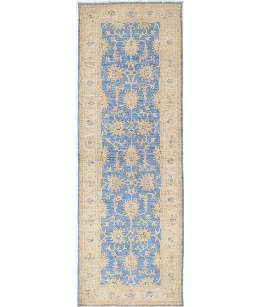 Ziegler 2'7'' X 8'0'' Hand-Knotted Wool Rug 2'7'' x 8'0'' (78 X 240) / Blue / Ivory