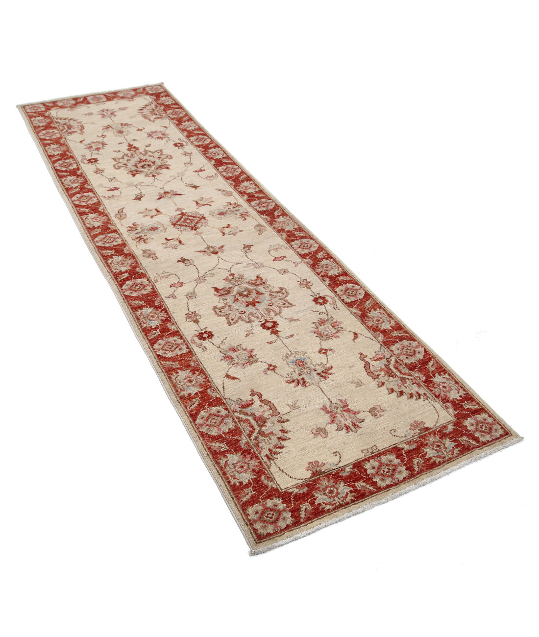 Ziegler 2'6'' X 8'4'' Hand-Knotted Wool Rug 2'6'' x 8'4'' (75 X 250) / Ivory / Red