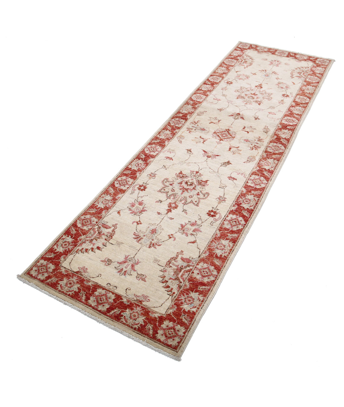 Ziegler 2'6'' X 8'4'' Hand-Knotted Wool Rug 2'6'' x 8'4'' (75 X 250) / Ivory / Red