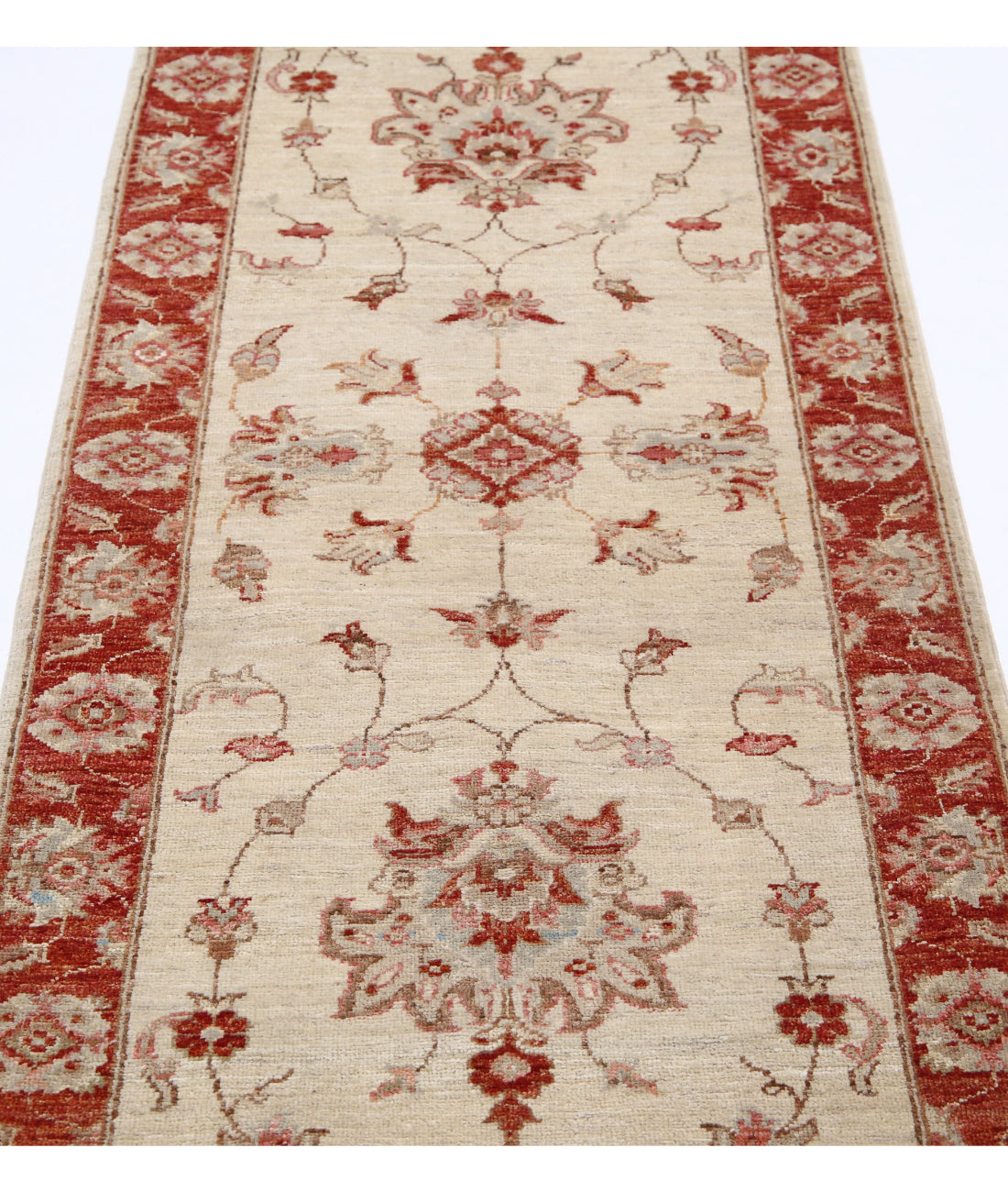 Ziegler 2'6'' X 8'4'' Hand-Knotted Wool Rug 2'6'' x 8'4'' (75 X 250) / Ivory / Red