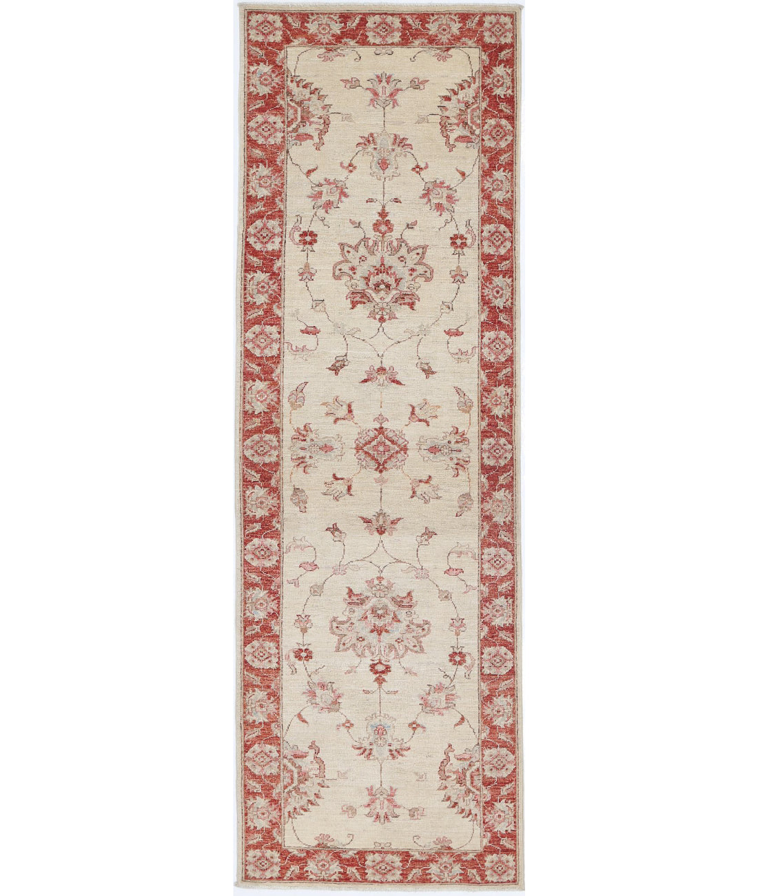 Ziegler 2'6'' X 8'4'' Hand-Knotted Wool Rug 2'6'' x 8'4'' (75 X 250) / Ivory / Red
