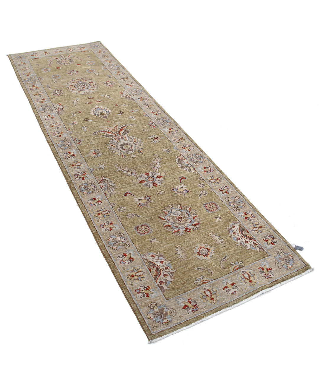 Ziegler 2'7'' X 8'0'' Hand-Knotted Wool Rug 2'7'' x 8'0'' (78 X 240) / Green / Ivory
