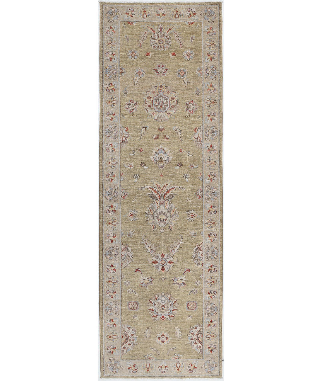 Ziegler 2'7'' X 8'0'' Hand-Knotted Wool Rug 2'7'' x 8'0'' (78 X 240) / Green / Ivory