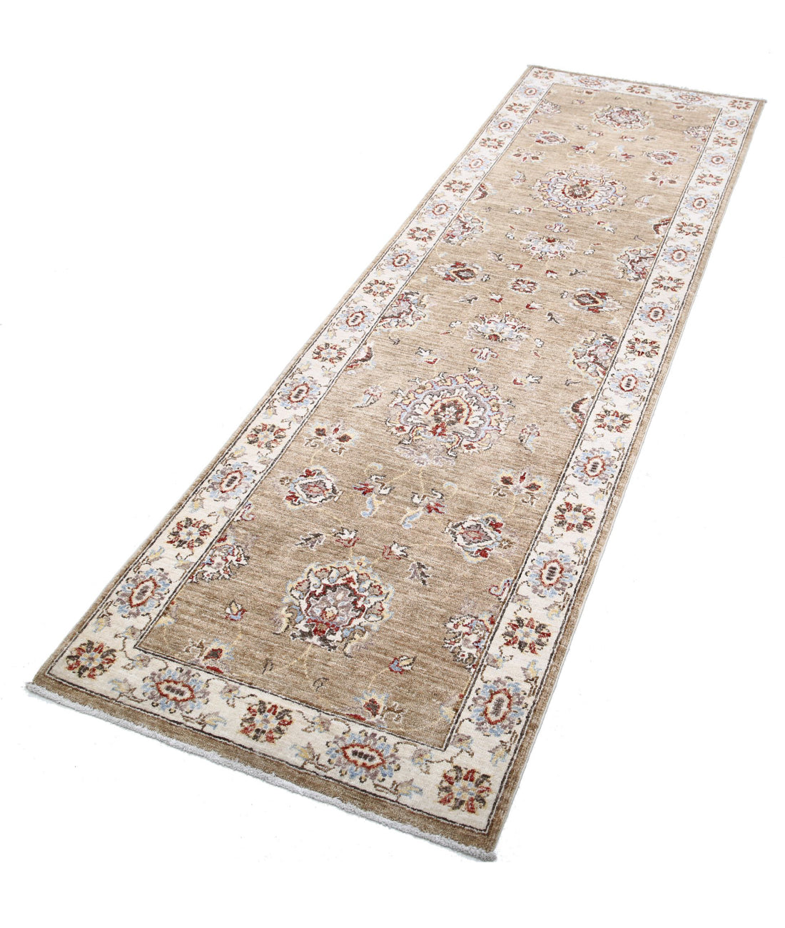 Ziegler 2'6'' X 8'8'' Hand-Knotted Wool Rug 2'6'' x 8'8'' (75 X 260) / Brown / Ivory