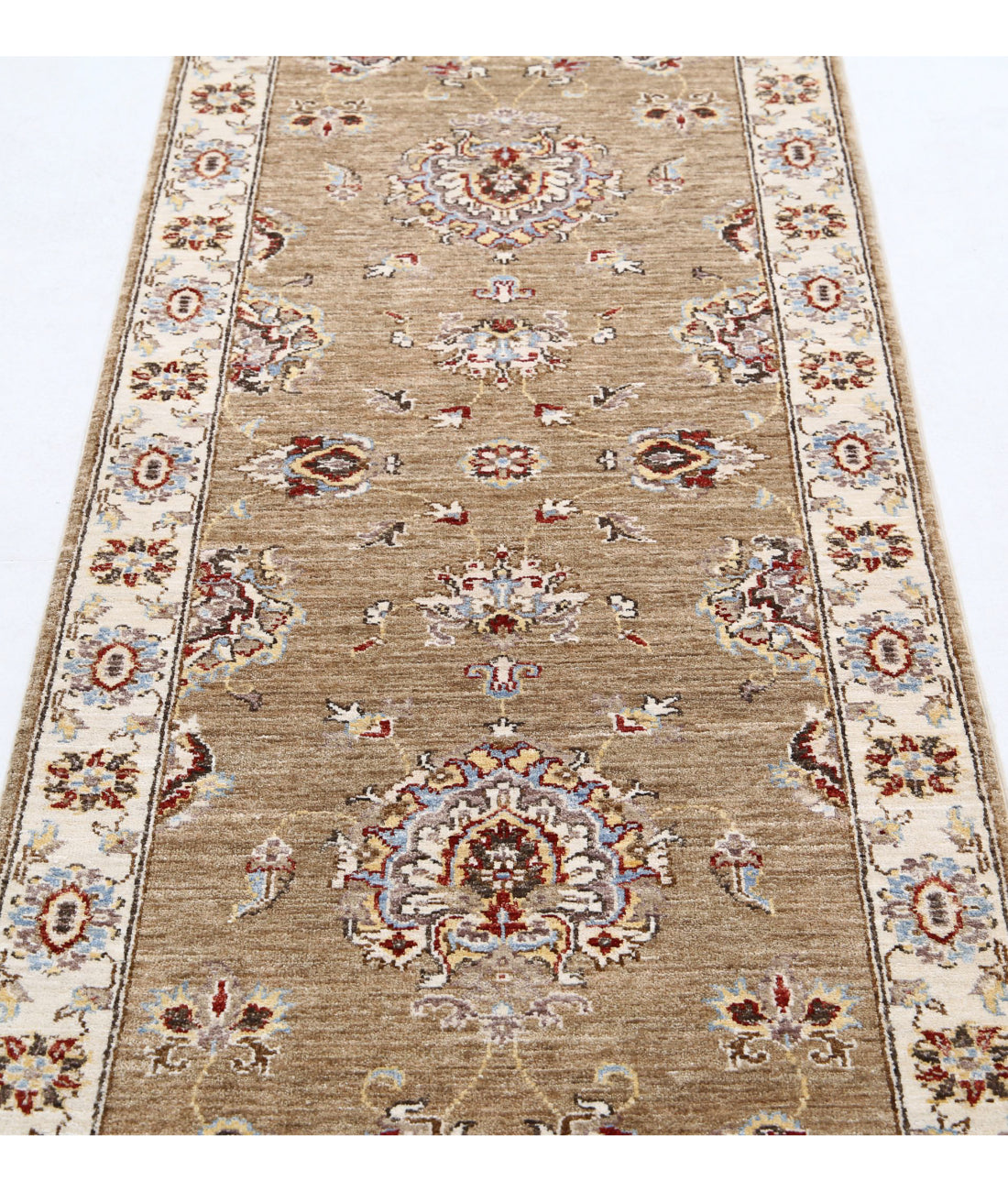 Ziegler 2'6'' X 8'8'' Hand-Knotted Wool Rug 2'6'' x 8'8'' (75 X 260) / Brown / Ivory