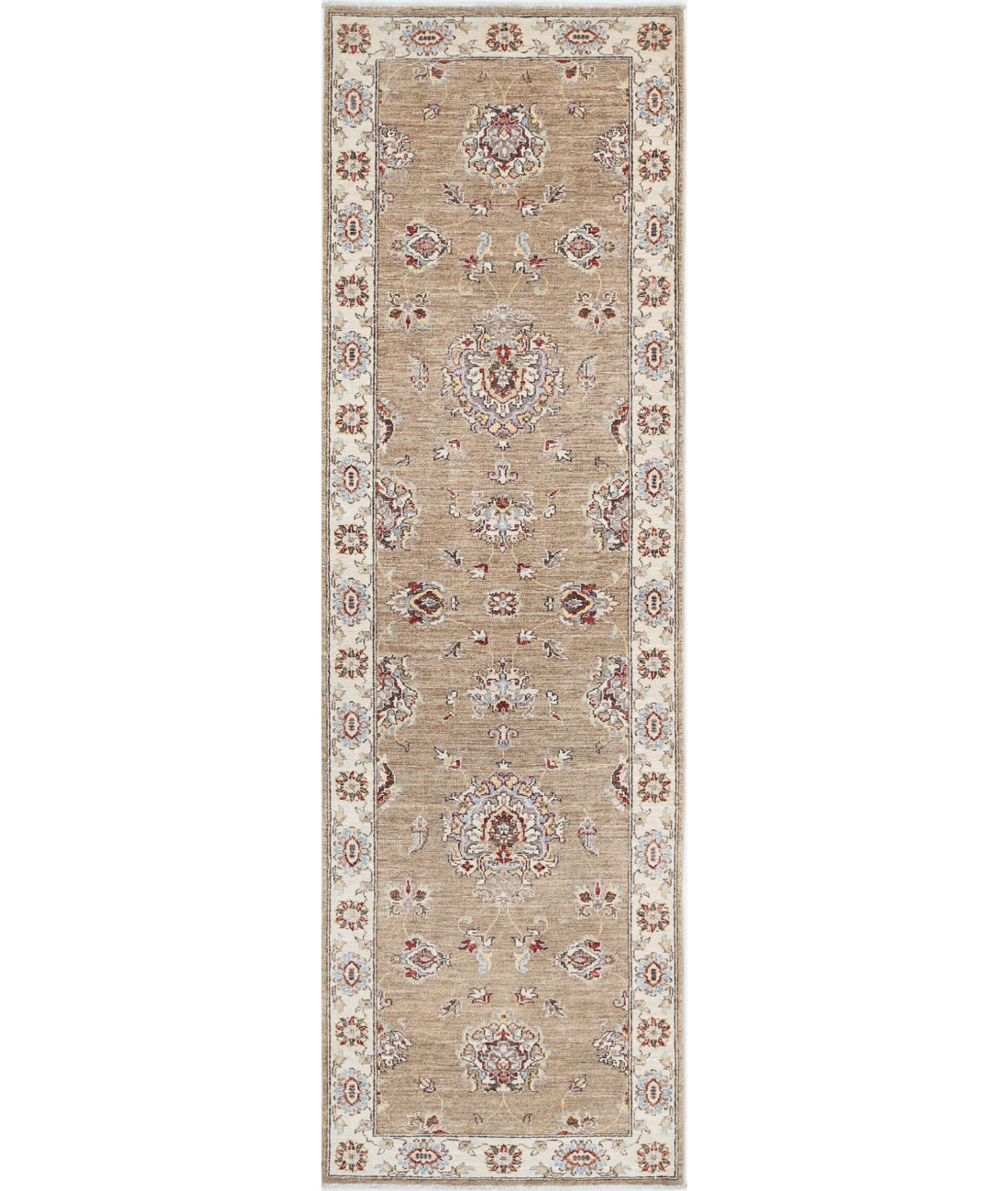 Ziegler 2'6'' X 8'8'' Hand-Knotted Wool Rug 2'6'' x 8'8'' (75 X 260) / Brown / Ivory