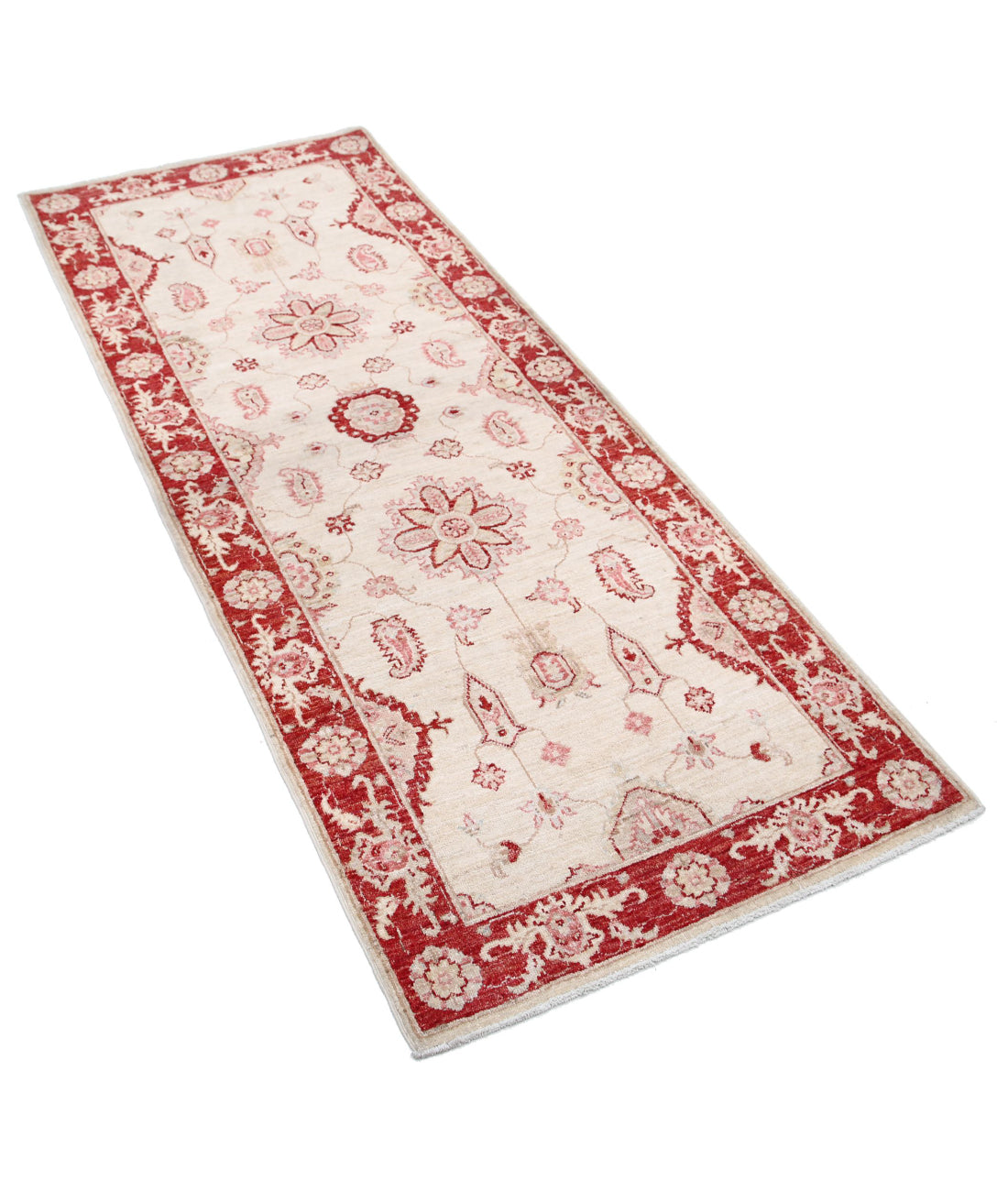 Ziegler 2'7'' X 6'8'' Hand-Knotted Wool Rug 2'7'' x 6'8'' (78 X 200) / Ivory / Red