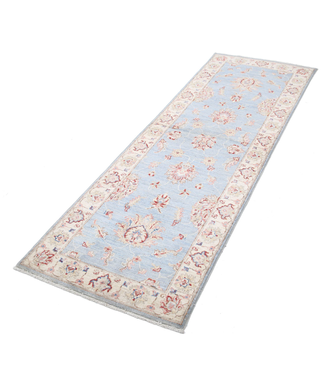 Ziegler 2'5'' X 7'5'' Hand-Knotted Wool Rug 2'5'' x 7'5'' (73 X 223) / Blue / Ivory