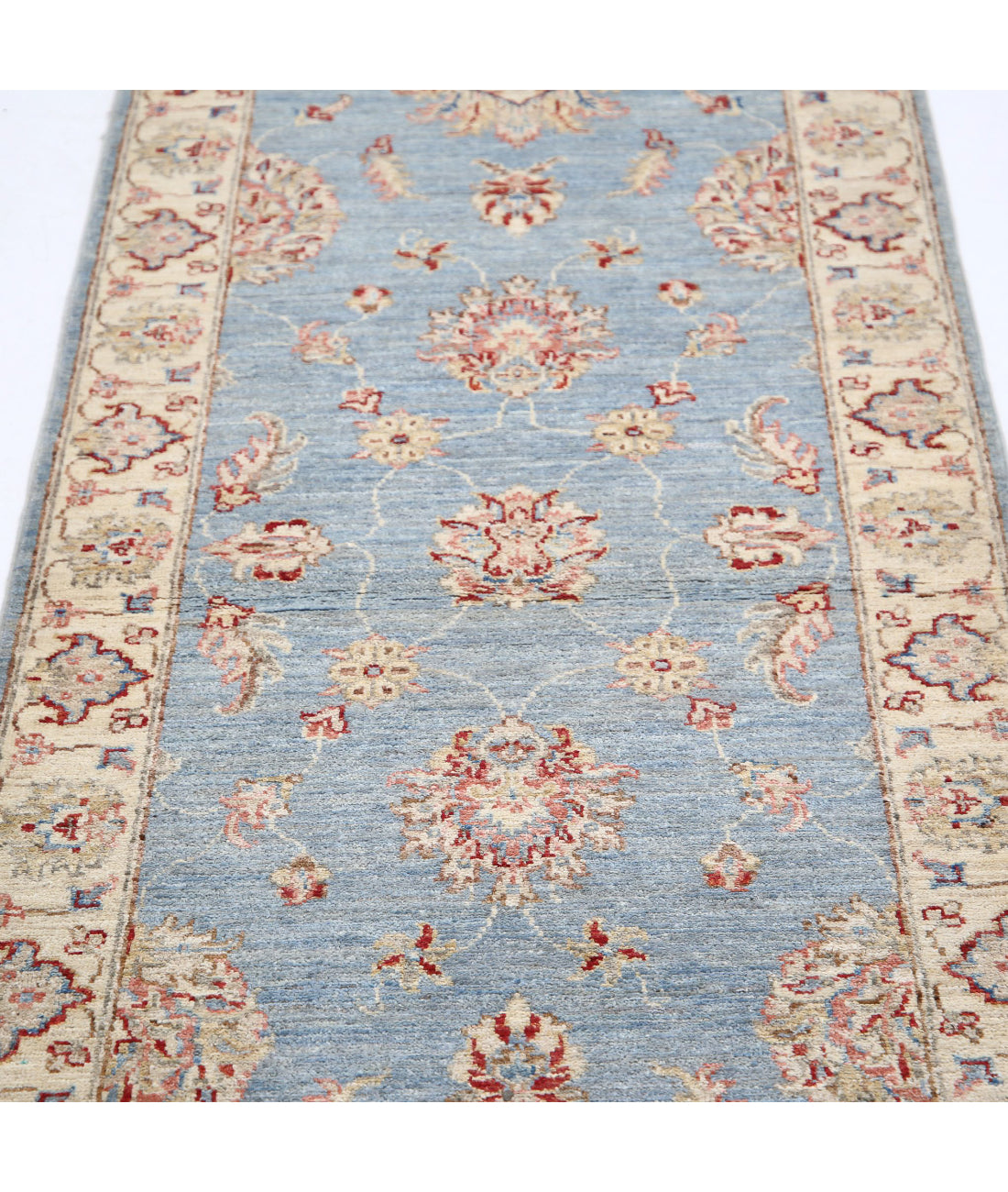 Ziegler 2'5'' X 7'5'' Hand-Knotted Wool Rug 2'5'' x 7'5'' (73 X 223) / Blue / Ivory