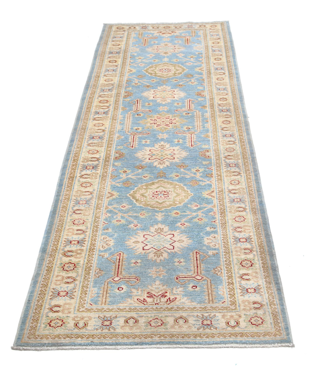 Ziegler 2'9'' X 7'7'' Hand-Knotted Wool Rug 2'9'' x 7'7'' (83 X 228) / Blue / Ivory