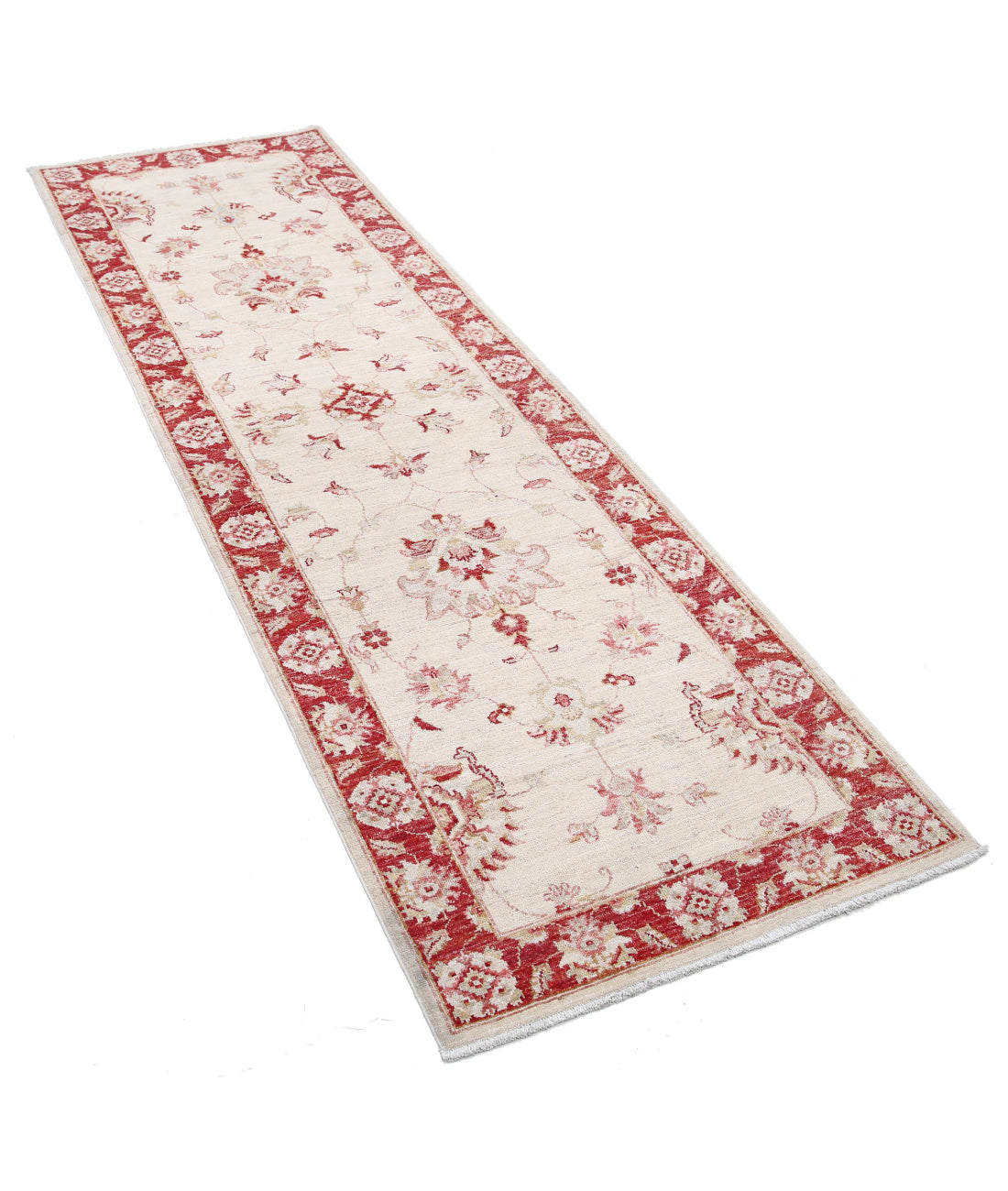 Ziegler 2'7'' X 8'2'' Hand-Knotted Wool Rug 2'7'' x 8'2'' (78 X 245) / Ivory / Red
