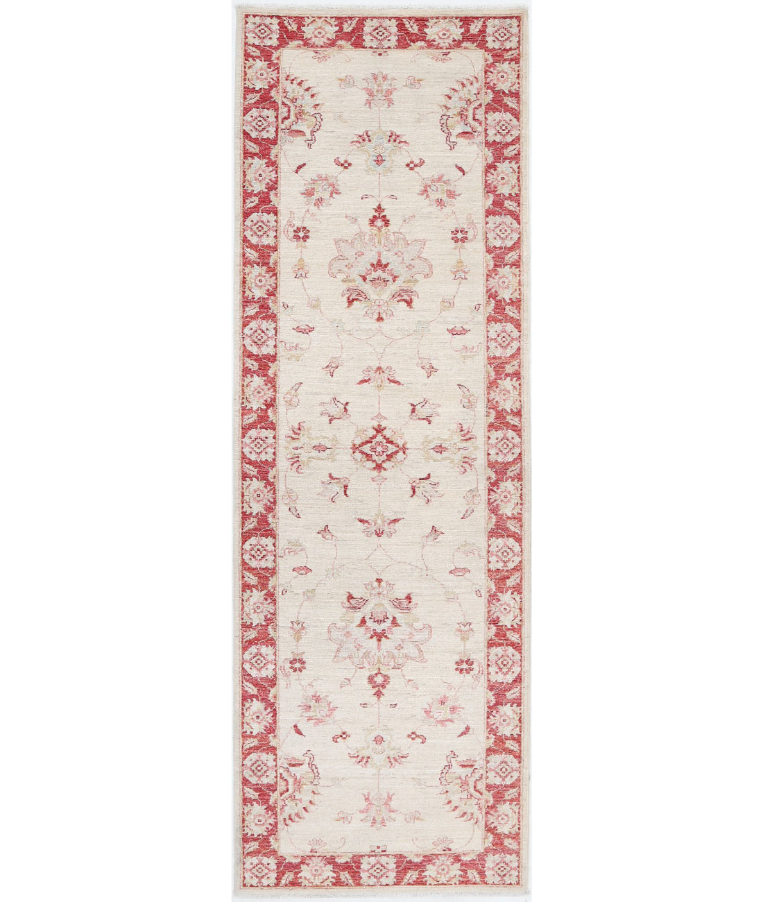 Ziegler 2'7'' X 8'2'' Hand-Knotted Wool Rug 2'7'' x 8'2'' (78 X 245) / Ivory / Red