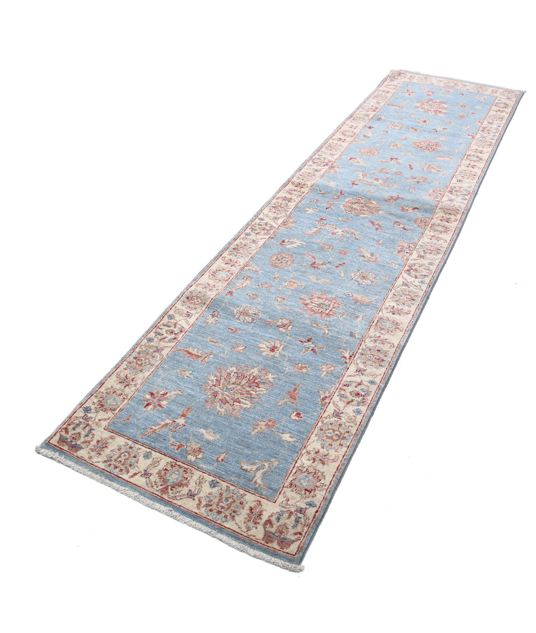 Ziegler 2'6'' X 9'10'' Hand-Knotted Wool Rug 2'6'' x 9'10'' (75 X 295) / Blue / Ivory