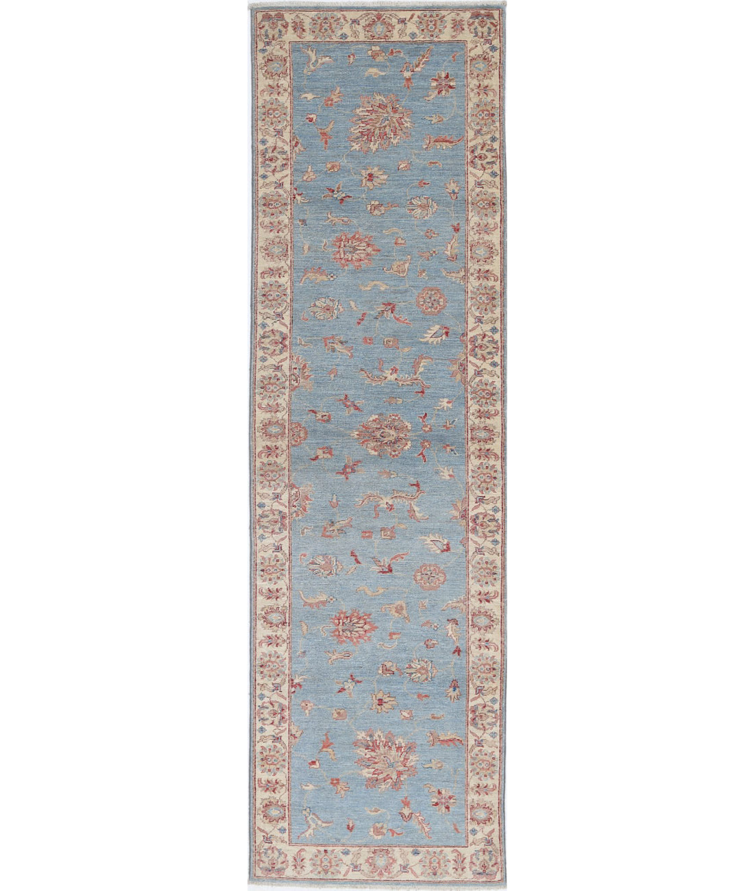 Ziegler 2'6'' X 9'10'' Hand-Knotted Wool Rug 2'6'' x 9'10'' (75 X 295) / Blue / Ivory
