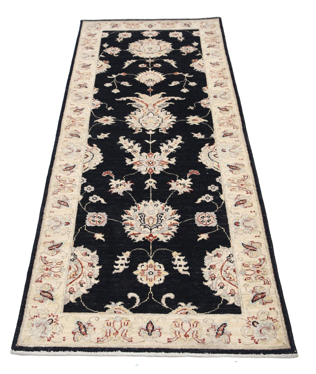 Ziegler 2'6'' X 6'9'' Hand-Knotted Wool Rug 2'6'' x 6'9'' (75 X 203) / Black / Ivory