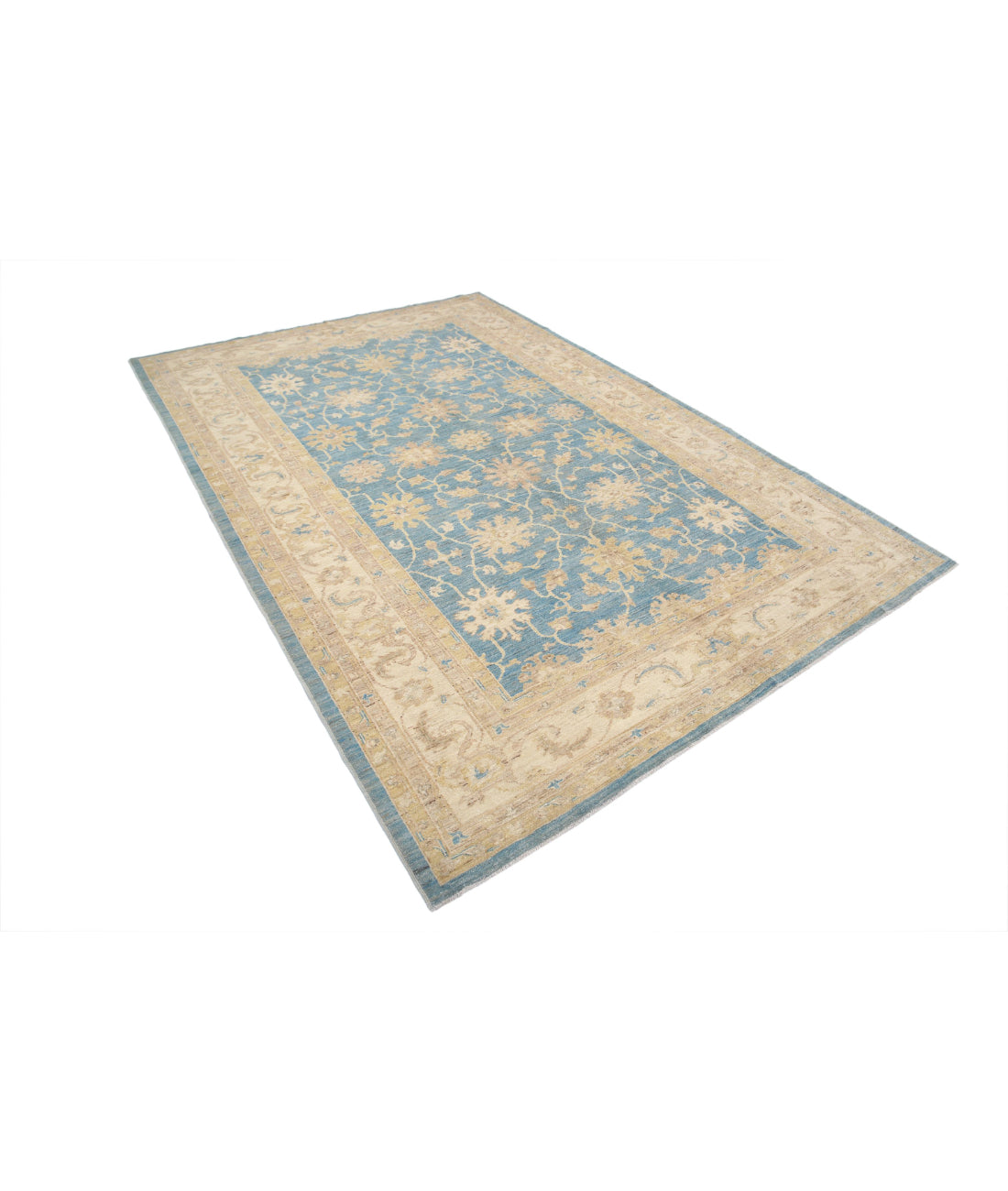 Ziegler 6'8'' X 9'8'' Hand-Knotted Wool Rug 6'8'' x 9'8'' (200 X 290) / Blue / Ivory