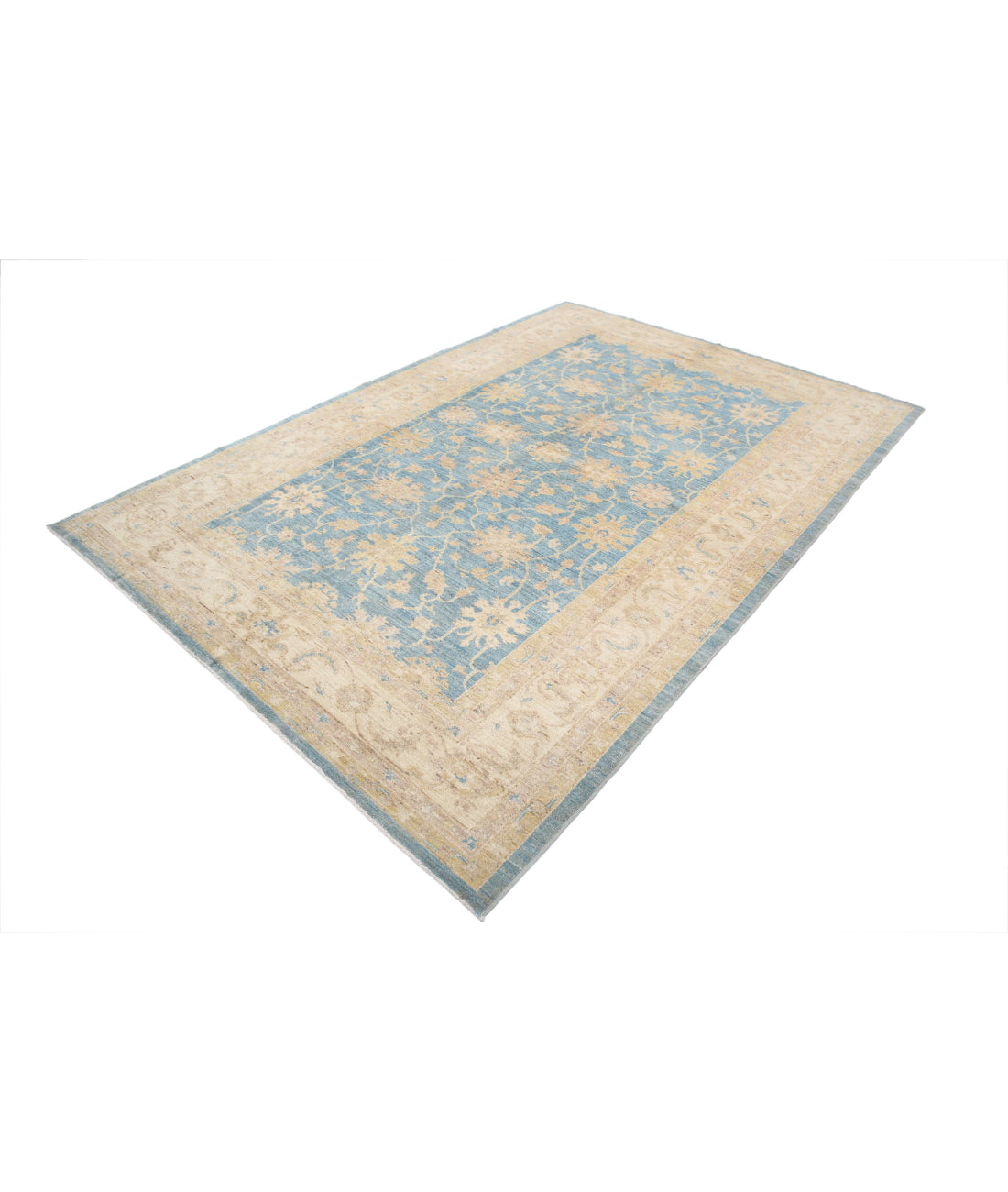 Ziegler 6'8'' X 9'8'' Hand-Knotted Wool Rug 6'8'' x 9'8'' (200 X 290) / Blue / Ivory