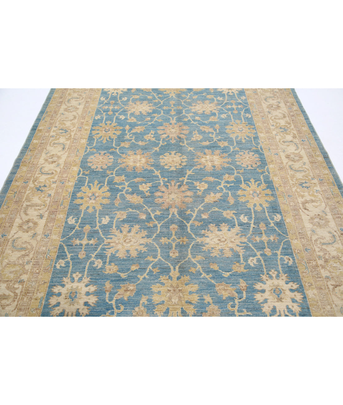 Ziegler 6'8'' X 9'8'' Hand-Knotted Wool Rug 6'8'' x 9'8'' (200 X 290) / Blue / Ivory