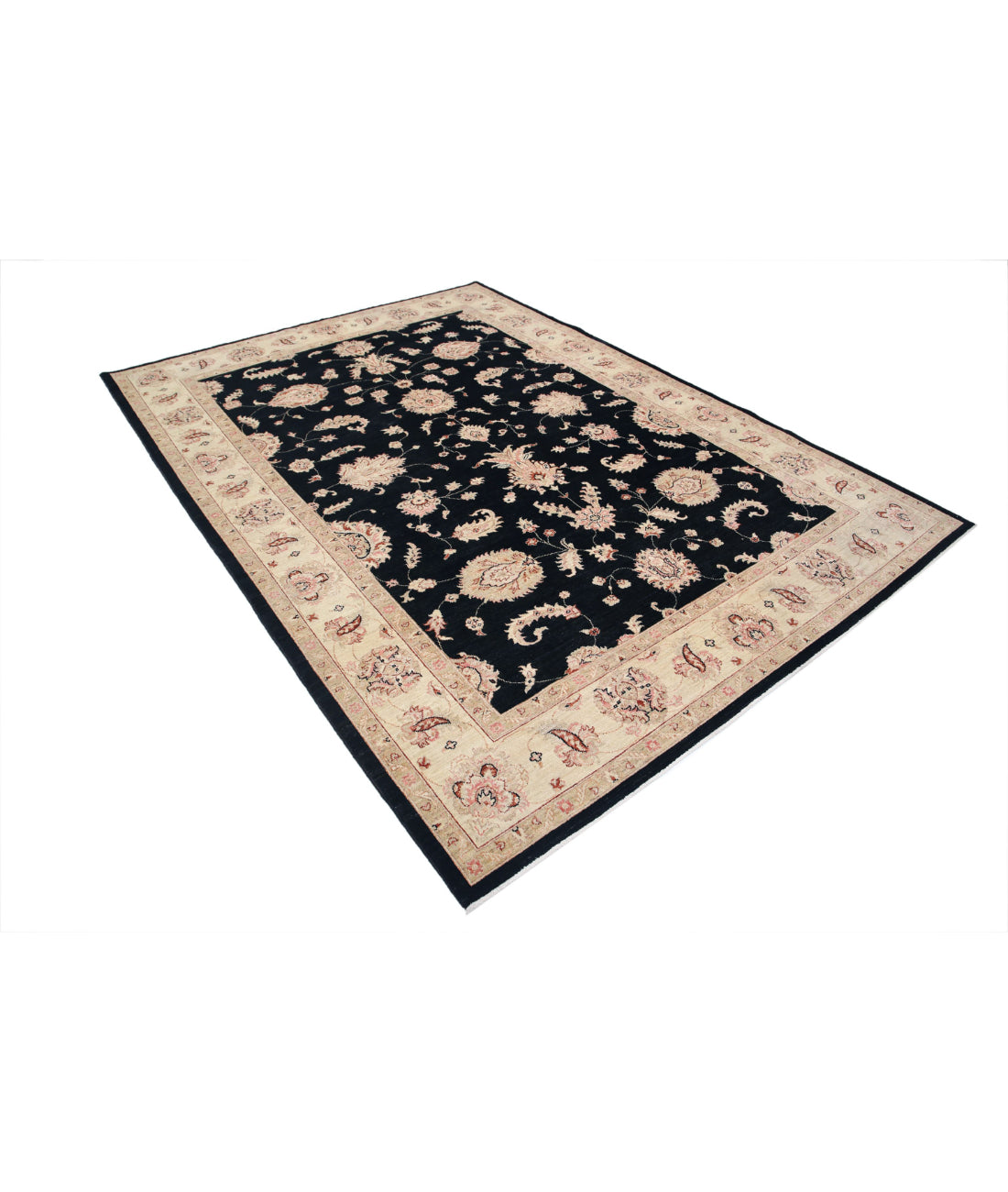 Ziegler 6'9'' X 9'4'' Hand-Knotted Wool Rug 6'9'' x 9'4'' (203 X 280) / Black / Ivory