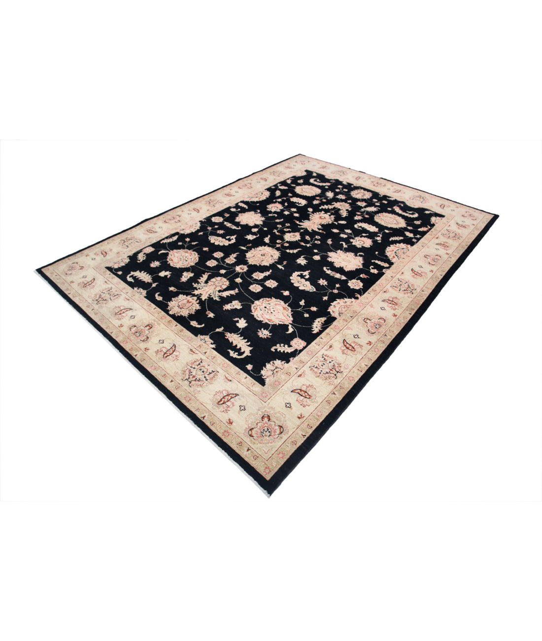 Ziegler 6'9'' X 9'4'' Hand-Knotted Wool Rug 6'9'' x 9'4'' (203 X 280) / Black / Ivory