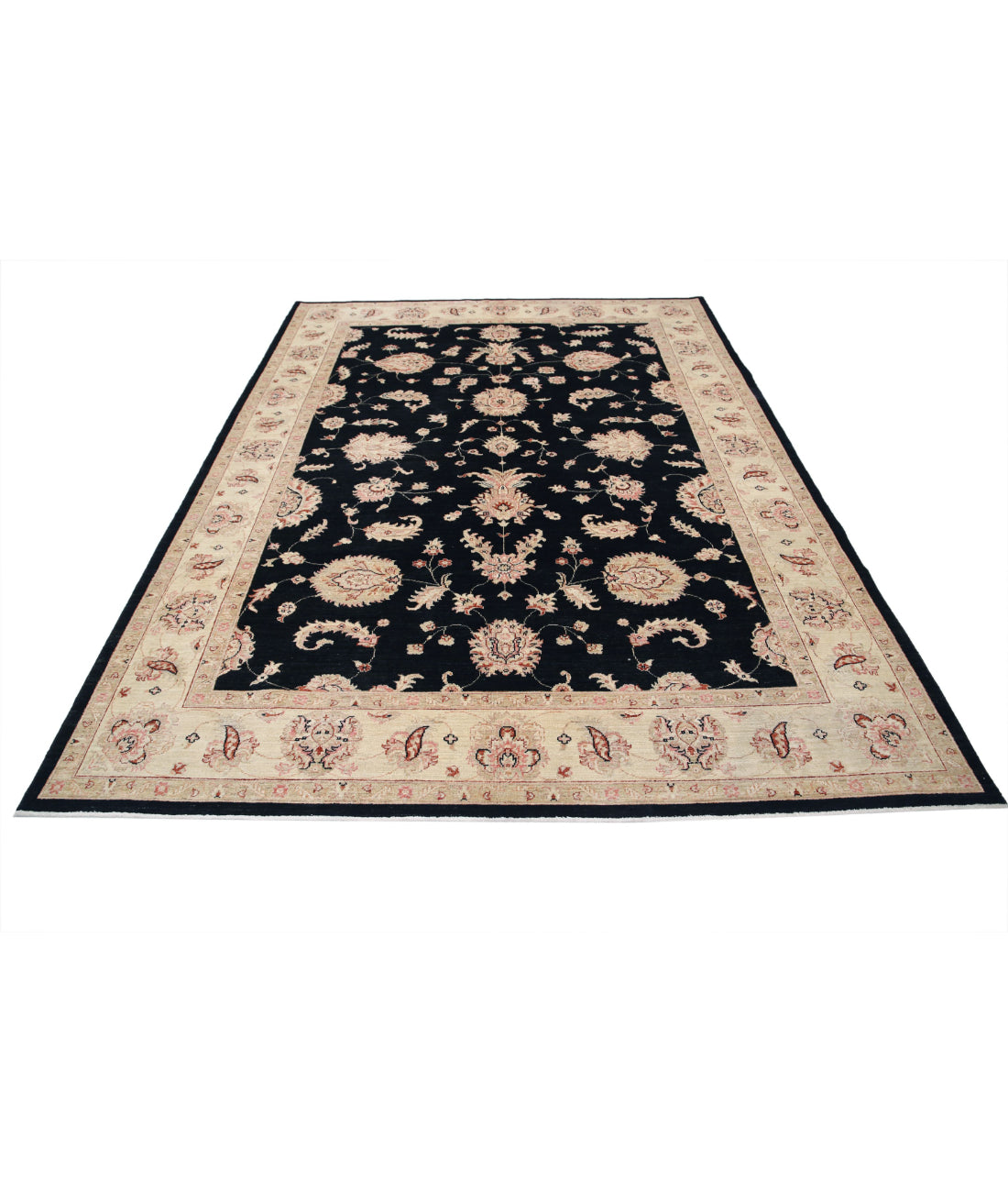 Ziegler 6'9'' X 9'4'' Hand-Knotted Wool Rug 6'9'' x 9'4'' (203 X 280) / Black / Ivory
