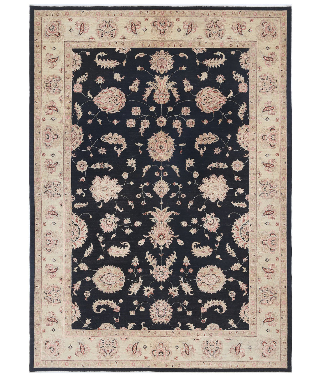 Ziegler 6'9'' X 9'4'' Hand-Knotted Wool Rug 6'9'' x 9'4'' (203 X 280) / Black / Ivory