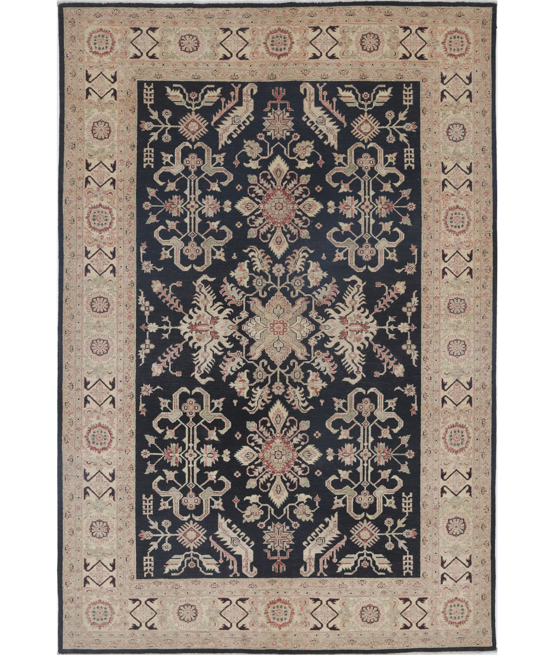 Ziegler 6'7'' X 9'9'' Hand-Knotted Wool Rug 6'7'' x 9'9'' (198 X 293) / Black / Ivory