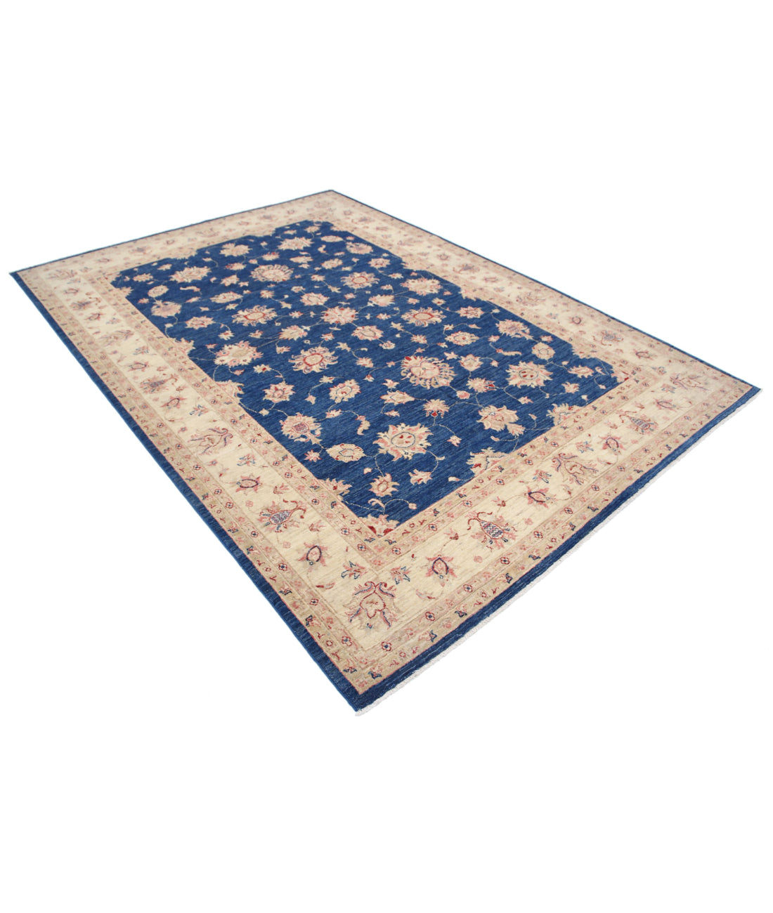 Ziegler 6'9'' X 9'3'' Hand-Knotted Wool Rug 6'9'' x 9'3'' (203 X 278) / Blue / Ivory