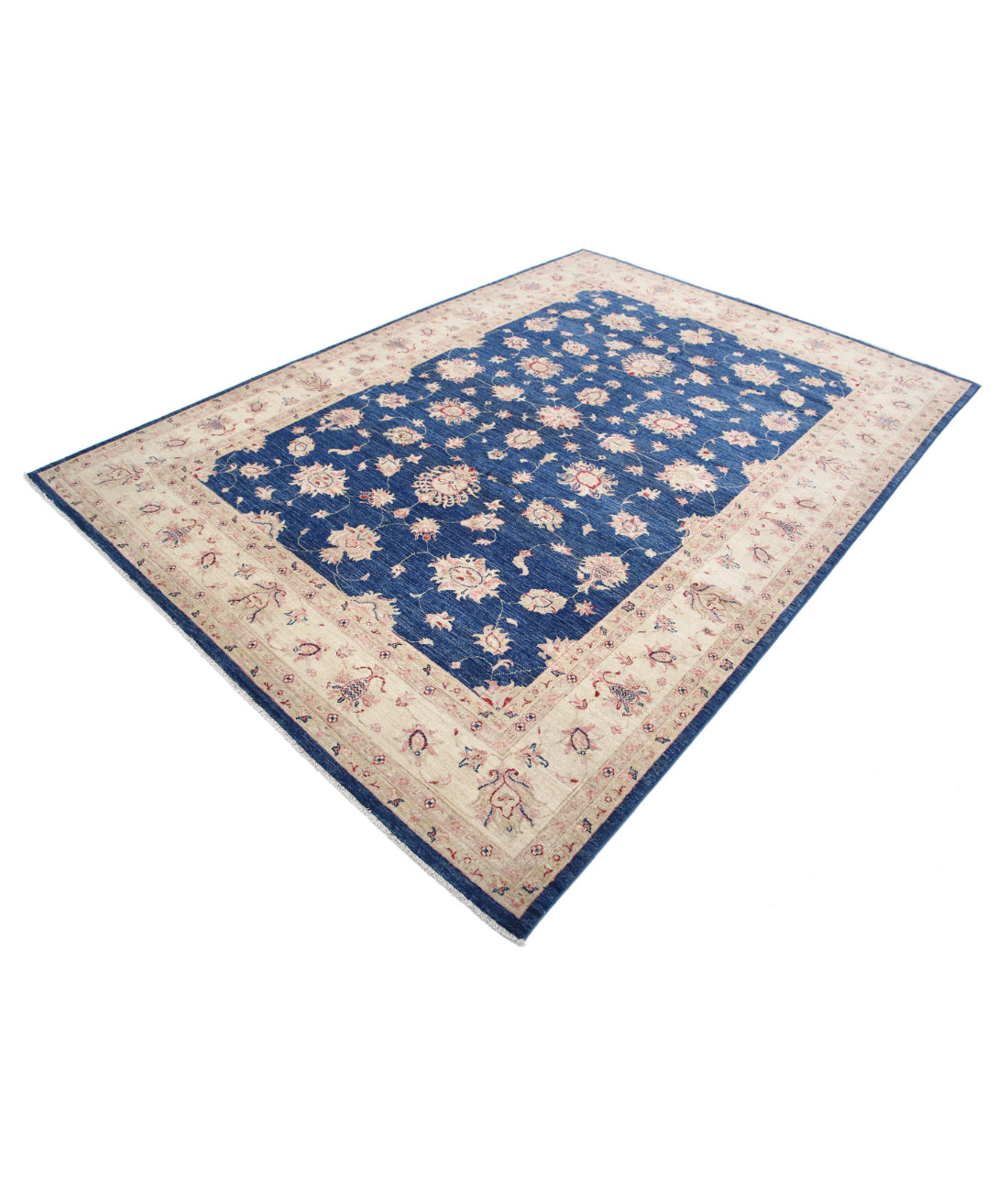 Ziegler 6'9'' X 9'3'' Hand-Knotted Wool Rug 6'9'' x 9'3'' (203 X 278) / Blue / Ivory