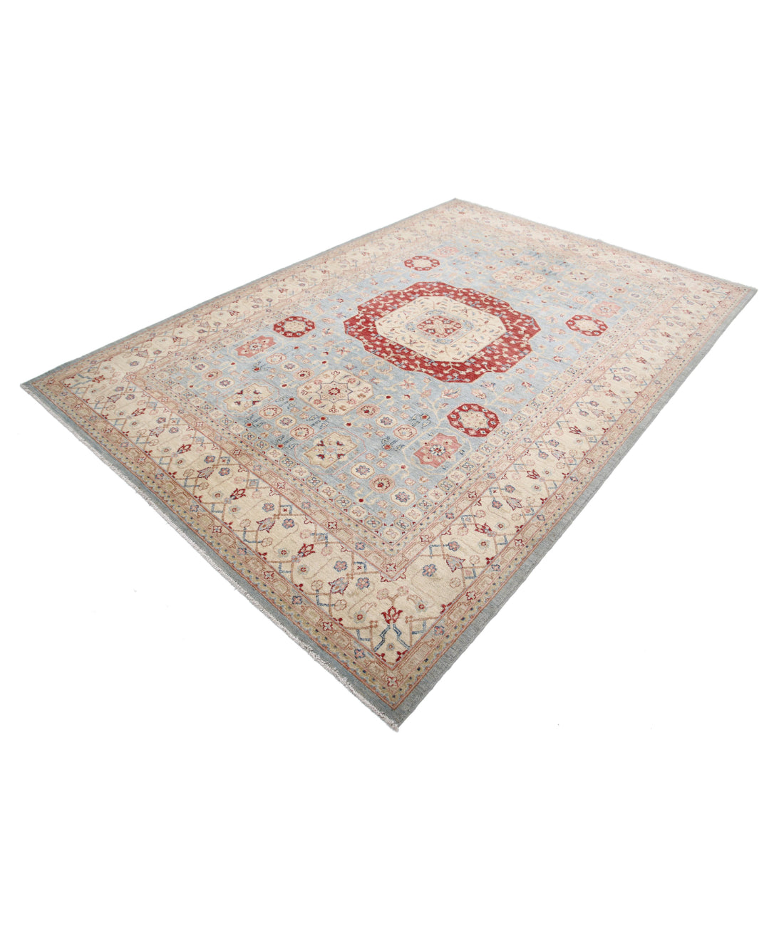 Ziegler 6'8'' X 9'7'' Hand-Knotted Wool Rug 6'8'' x 9'7'' (200 X 288) / Blue / Ivory