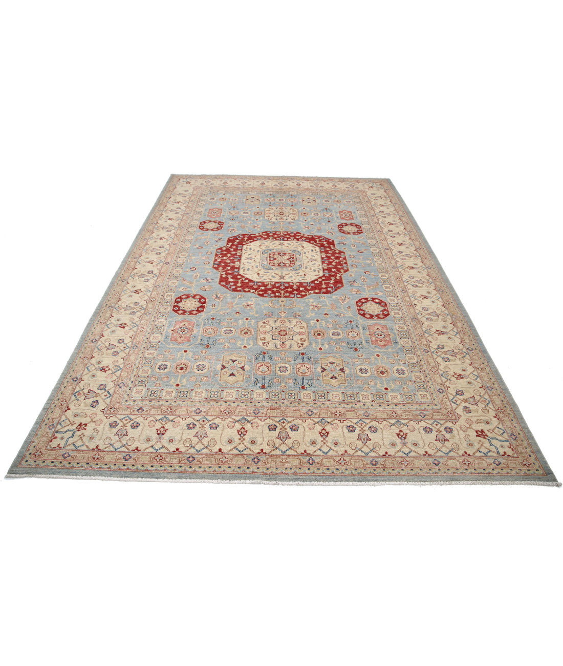 Ziegler 6'8'' X 9'7'' Hand-Knotted Wool Rug 6'8'' x 9'7'' (200 X 288) / Blue / Ivory